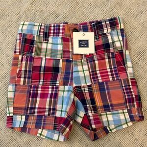 Janie and Jack NWT Plaid Madras Patchwork Short , adjustable waistband SZ 2T